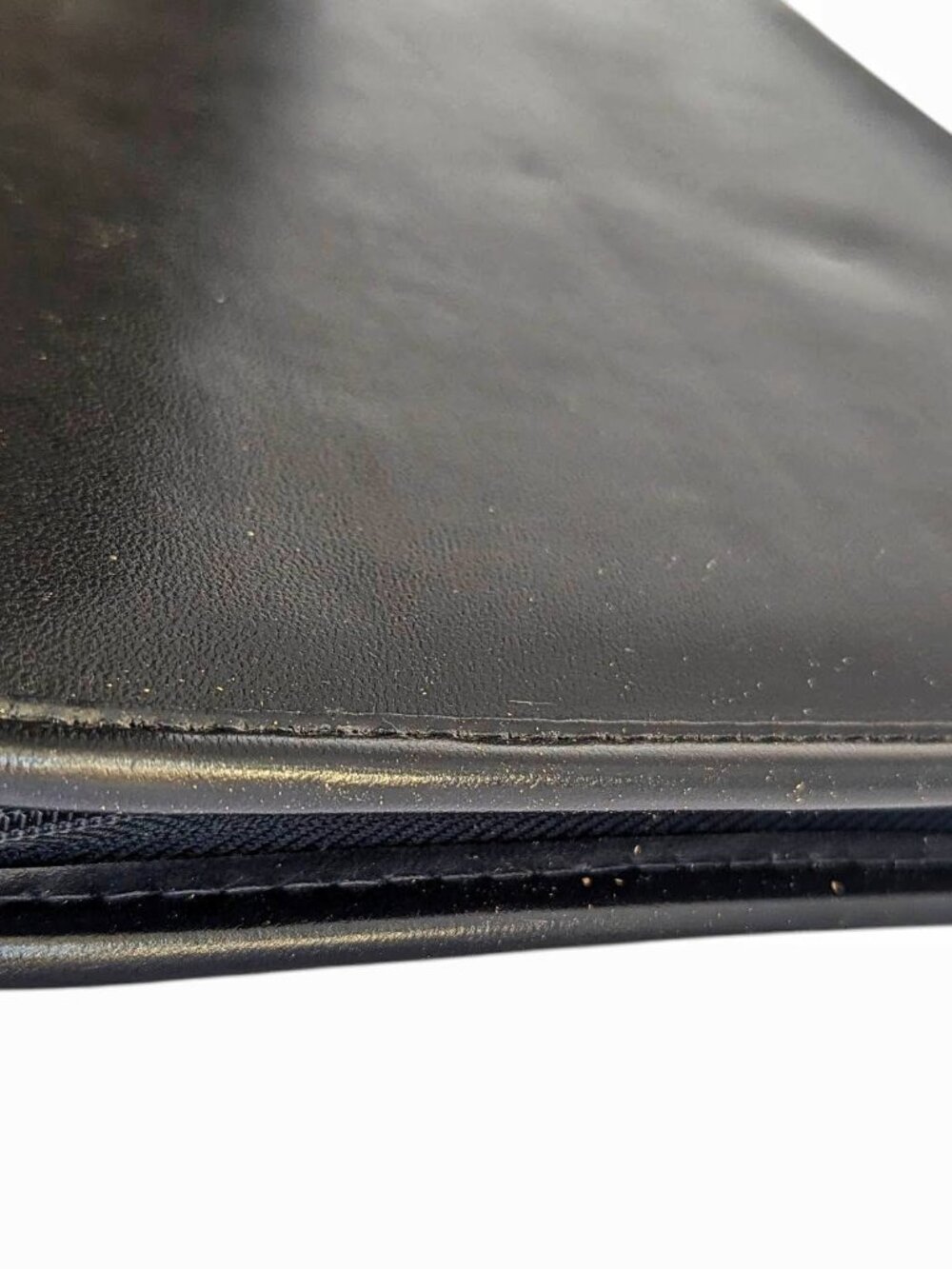 Vintage A4 Black Leather TIME TEXT Zippered Portfolio 3 Ring Binder Made in Cana - Picture 9 of 11